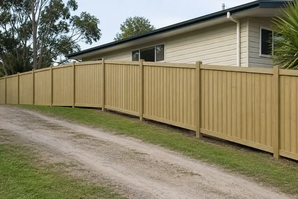 raked timber fence
