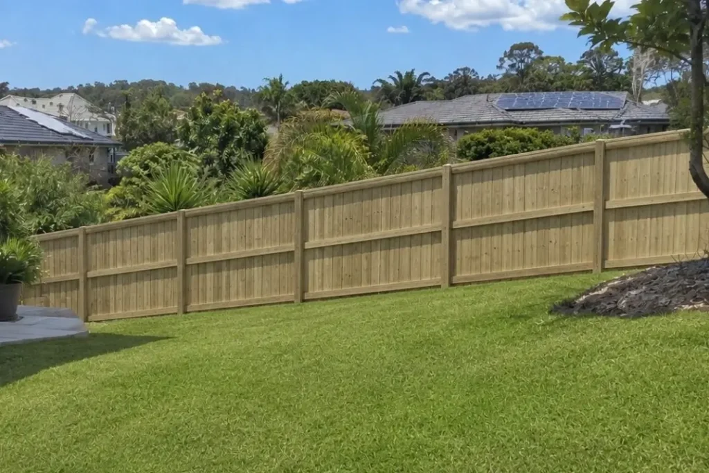 timber fence on a slope